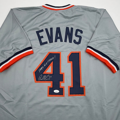 Autographed/Signed Darrell Evans 1984 WS Champs Detroit Grey Baseball Jersey JSA COA