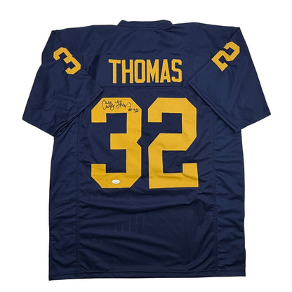 Autographed/Signed Anthony Thomas Michigan Blue College Football Jersey JSA COA