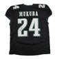Autographed/Signed Andrew Mukuba Philadelphia Black Pro Cut Football Jersey JSA COA