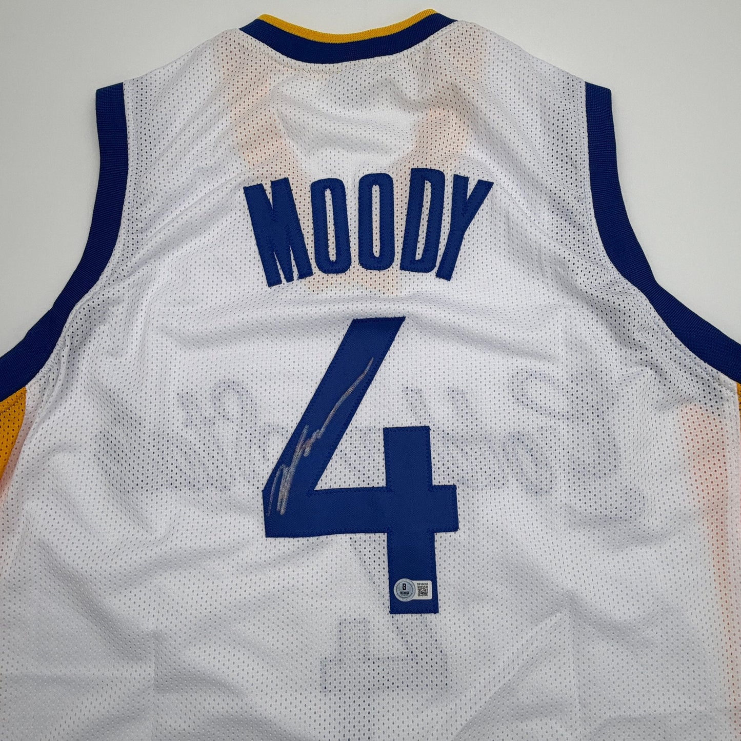 Autographed/Signed Moses Moody Golden State White Basketball Jersey Beckett BAS COA