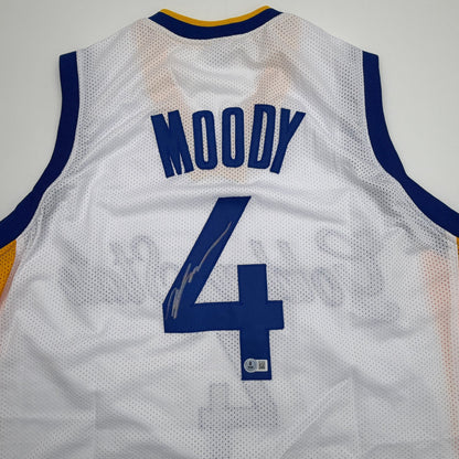 Autographed/Signed Moses Moody Golden State White Basketball Jersey Beckett BAS COA