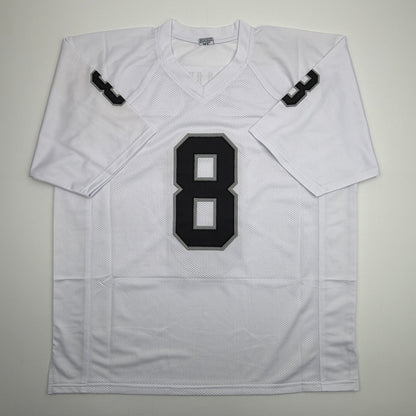 Autographed/Signed Ray Guy HOF 14 Oakland Las Vegas White Football Jersey JSA COA