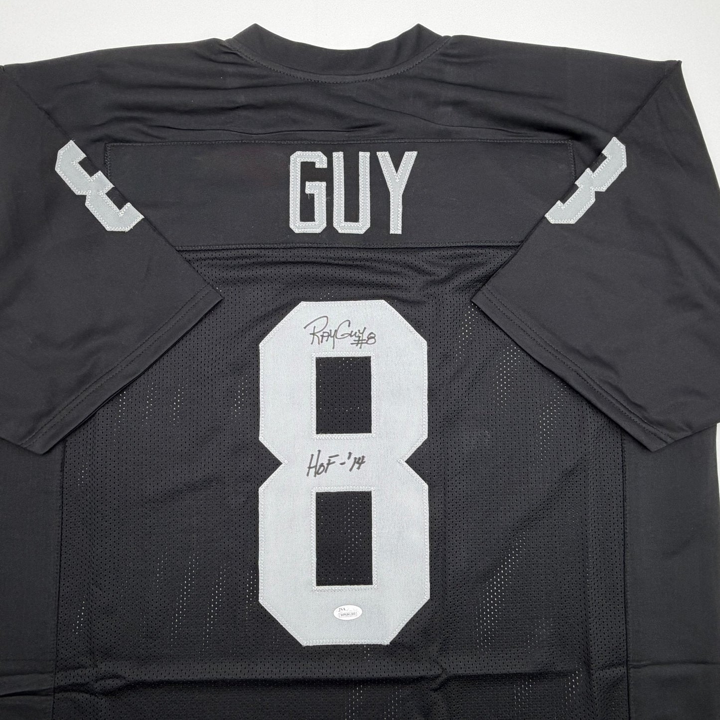 Autographed/Signed Ray Guy HOF 14 Oakland Las Vegas Black Football Jersey JSA COA