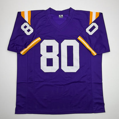 Autographed/Signed Dwayne Bowe LSU Purple College Football Jersey Beckett BAS COA
