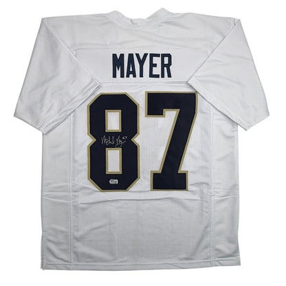 Autographed/Signed Michael Mayer Notre Dame White College Football Jersey Beckett BAS COA