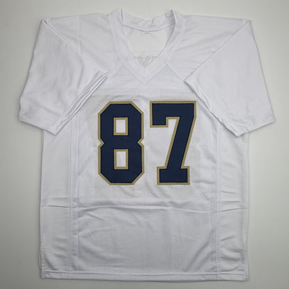 Autographed/Signed Michael Mayer Notre Dame White College Football Jersey Beckett BAS COA