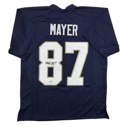 Autographed/Signed Michael Mayer Notre Dame Blue College Football Jersey Beckett BAS COA