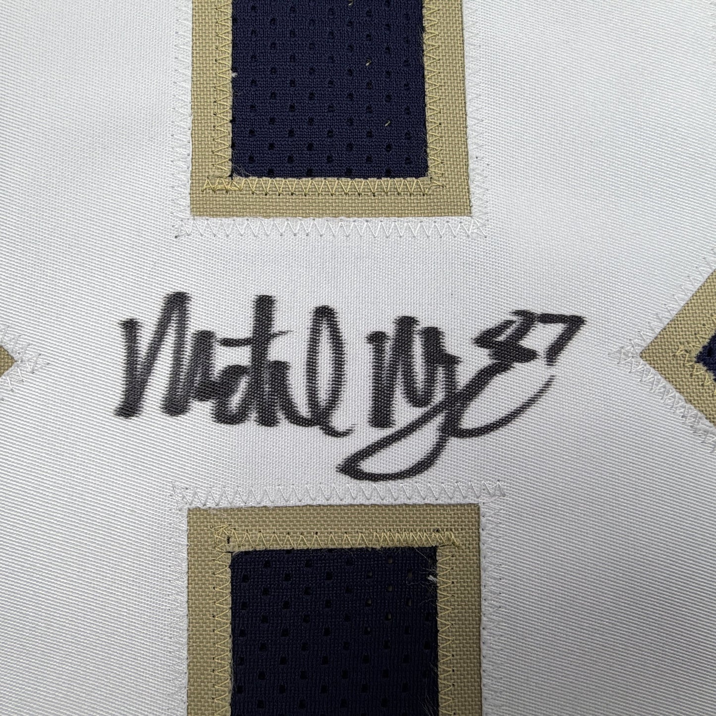 Autographed/Signed Michael Mayer Notre Dame Blue College Football Jersey Beckett BAS COA