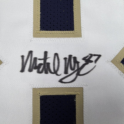 Autographed/Signed Michael Mayer Notre Dame Blue College Football Jersey Beckett BAS COA