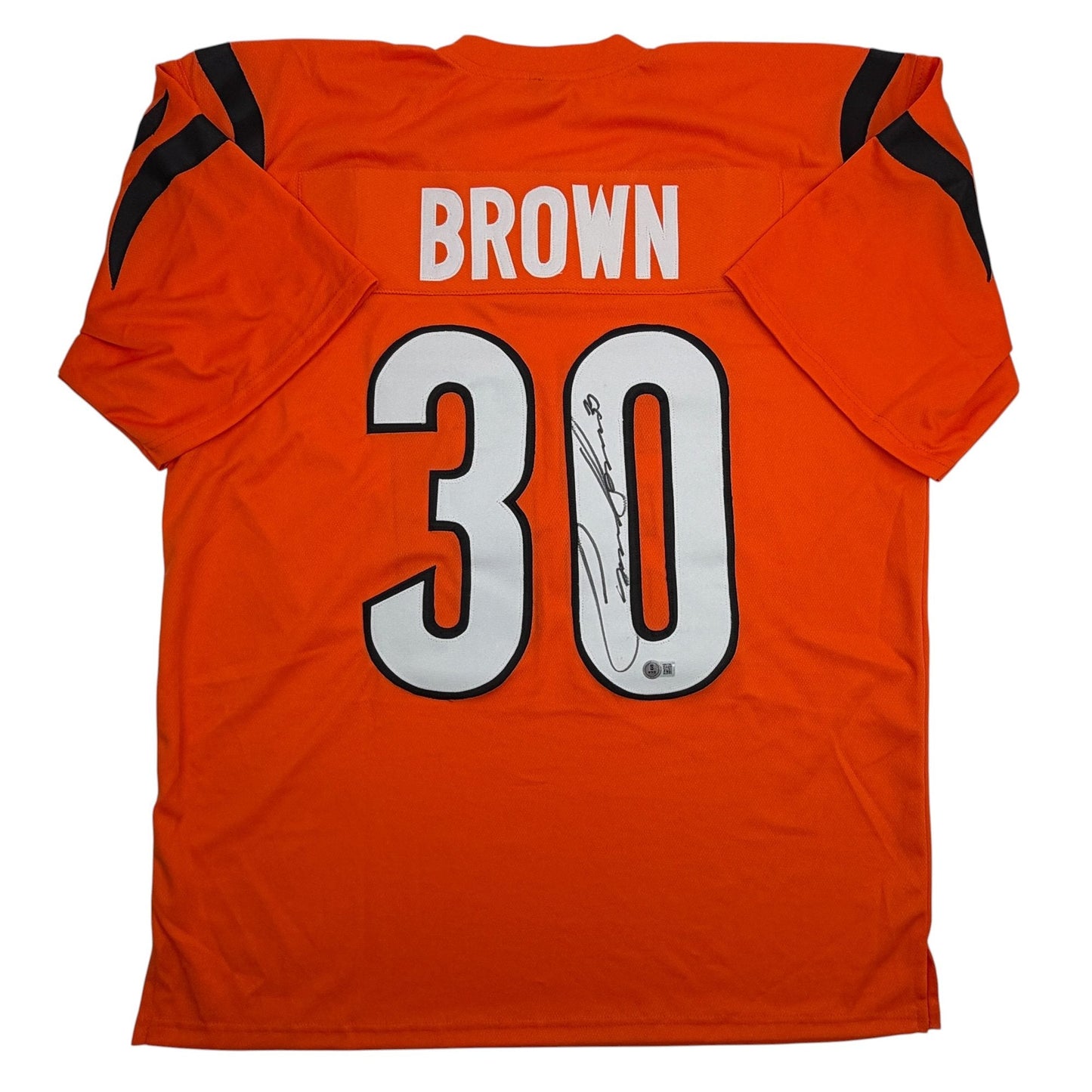 Autographed/Signed Chase Brown Cincinnati Orange Football Jersey Beckett BAS COA