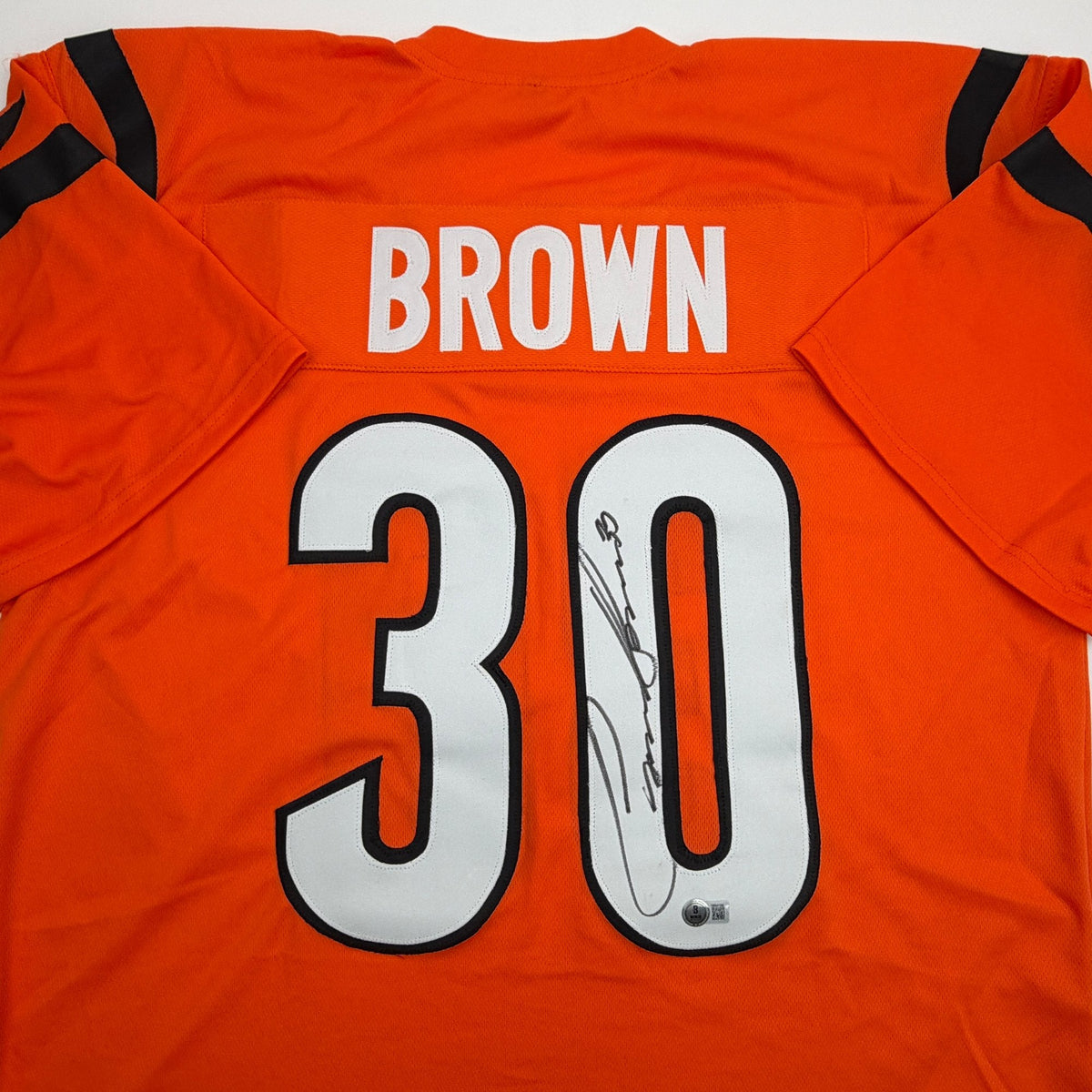 Autographed/Signed Chase Brown Cincinnati Orange Football Jersey Beckett BAS COA