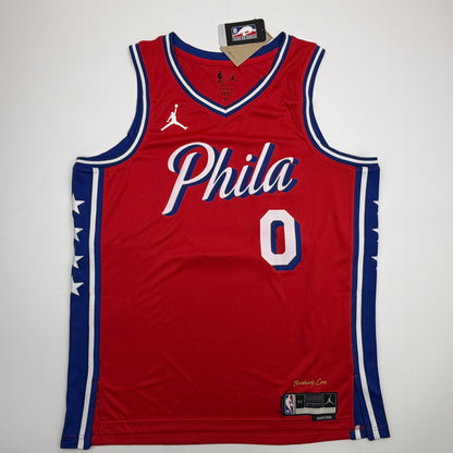Autographed/Signed Tyrese Maxey Philadelphia 76ers Sixers Red Authentic Basketball Jersey Fanatics COA