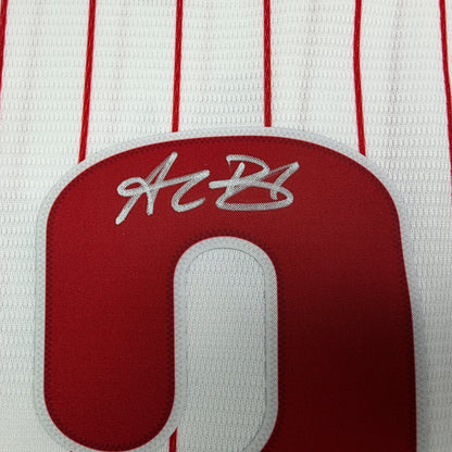 Autographed/Signed Alec Bohm Philadelphia Phillies Pinstripe Authentic Baseball Jersey Fanatics & MLB COA