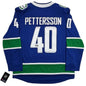 Autographed/Signed Elias Pettersson Vancouver Canucks Blue Authentic Hockey Jersey Fanatics COA