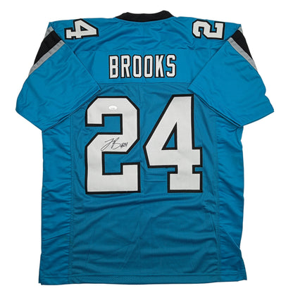 Autographed/Signed Jonathon Brooks Carolina Blue Football Jersey JSA COA