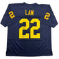Autographed/Signed Ty Law Michigan Blue College Football Jersey Beckett BAS COA
