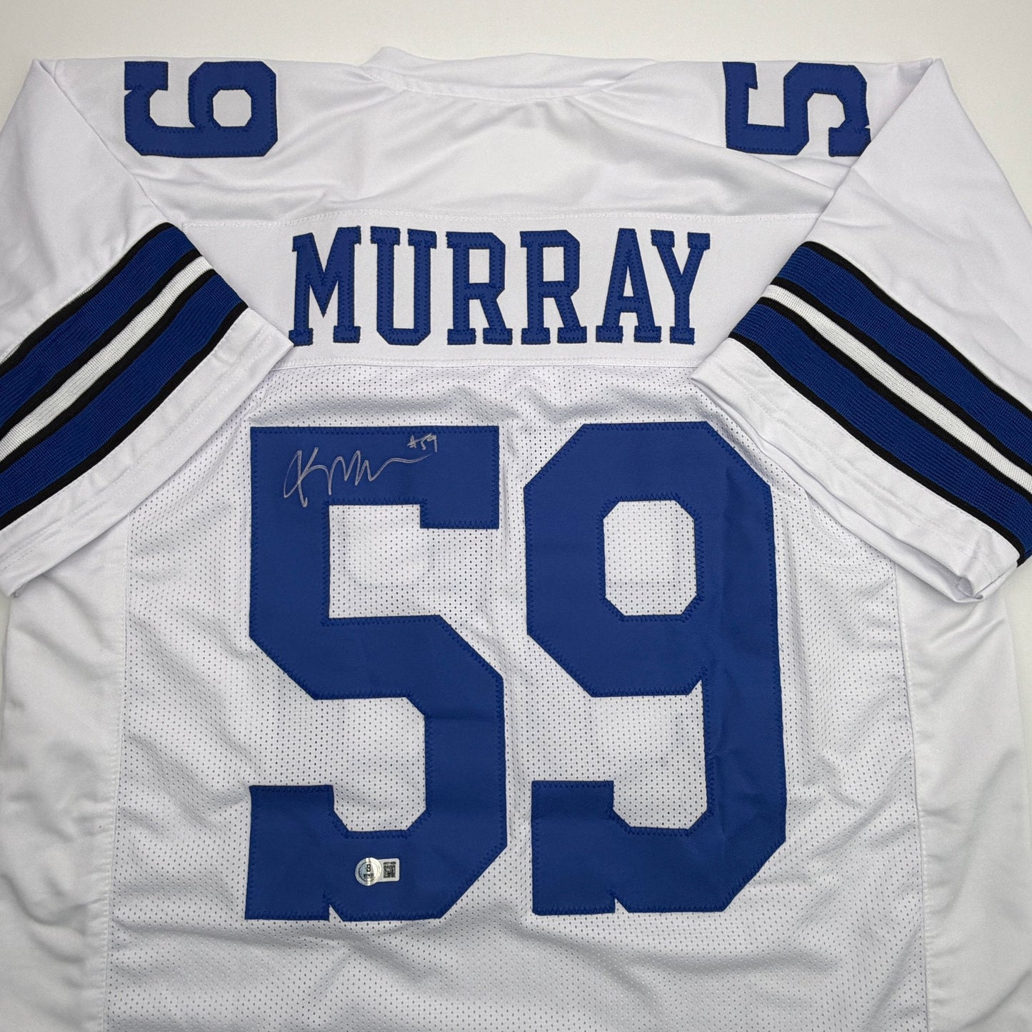 Autographed/Signed Kenneth Murray Jr. Dallas White Football Jersey Beckett BAS COA