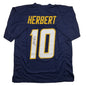 Autographed/Signed Justin Herbert Los Angeles San Diego Navy Blue Football Jersey Beckett BAS COA