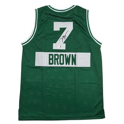 Autographed/Signed Jaylen Brown Boston Green City Edition Basketball Jersey Beckett BAS COA