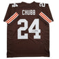Autographed/Signed Nick Chubb Cleveland Brown Football Jersey Beckett BAS COA