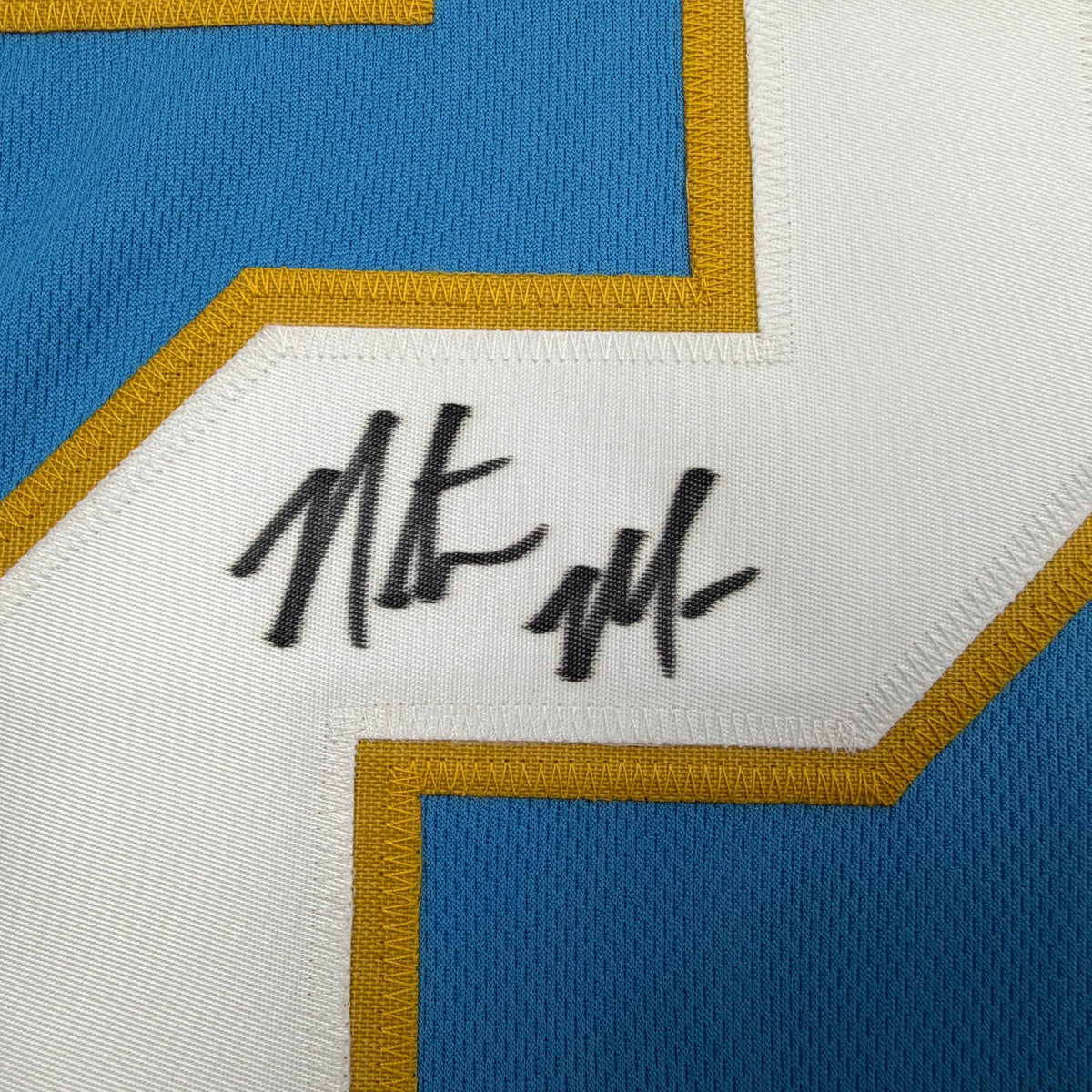 Autographed/Signed Natrone Means Los Angeles San Diego Powder Blue Football Jersey Beckett BAS COA
