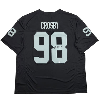 Autographed/Signed Maxx Crosby Oakland Las Vegas Raiders Black Authentic Football Jersey Fanatics COA