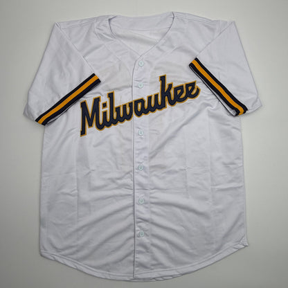Autographed/Signed Jesus Made Milwaukee White Baseball Jersey JSA COA