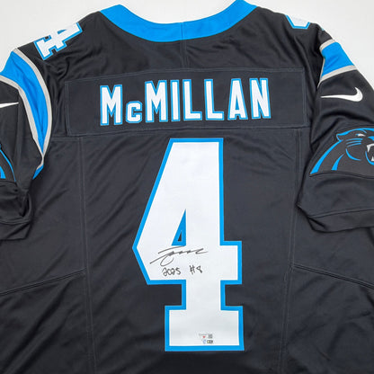 Autographed/Signed Tetairoa McMillan Carolina Panthers Black Authentic Football Jersey Fanatics COA