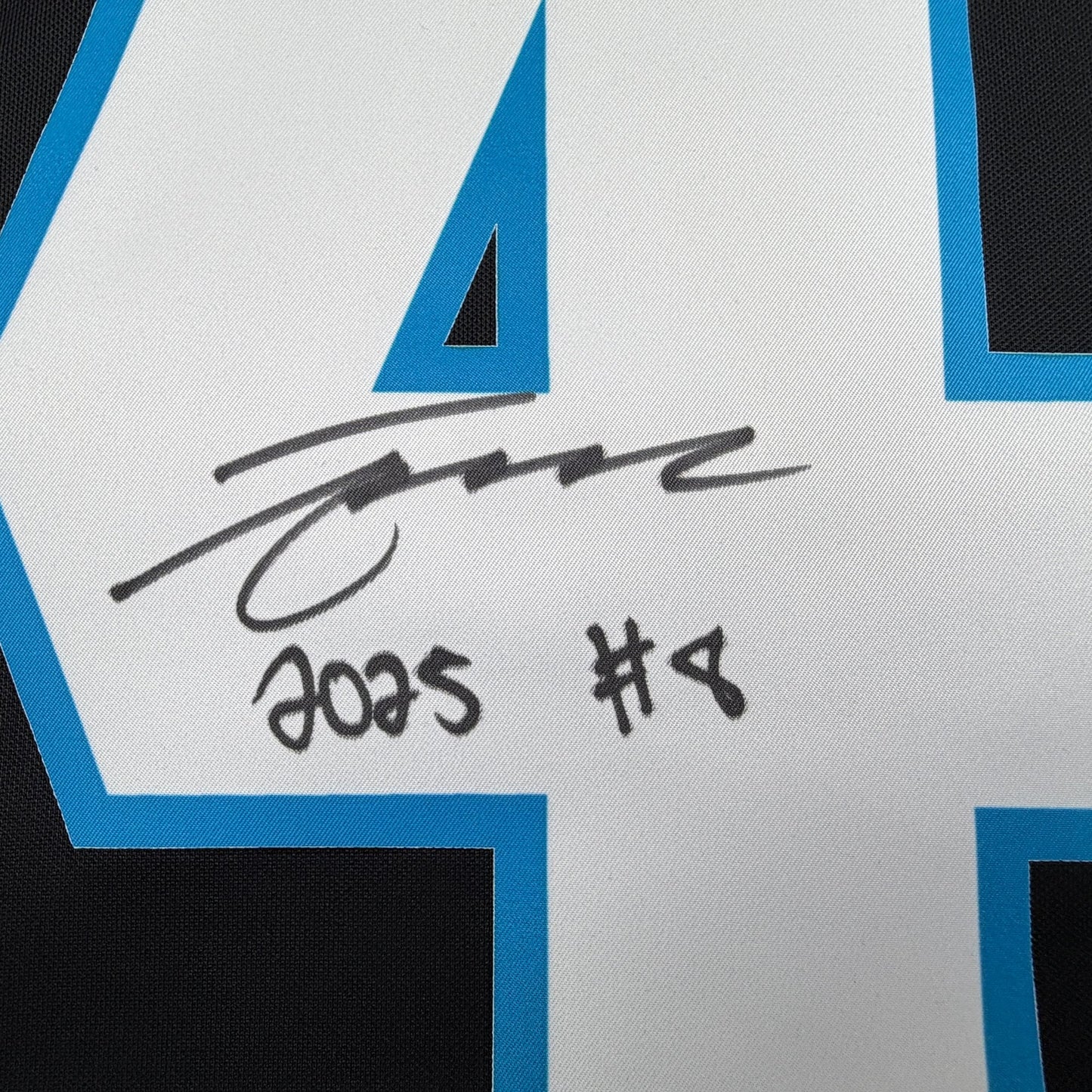 Autographed/Signed Tetairoa McMillan Carolina Panthers Black Authentic Football Jersey Fanatics COA
