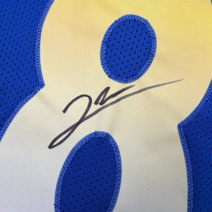 Autographed/Signed Jared Verse Los Angeles LA Blue Football Jersey Beckett BAS COA