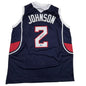 Autographed/Signed Joe Johnson Atlanta Blue Basketball Jersey Beckett BAS COA