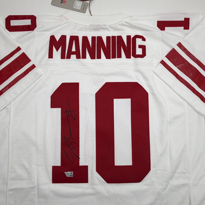 Autographed/Signed Eli Manning New York Giants White Mitchell & Ness Authentic Football Jersey Fanatics COA