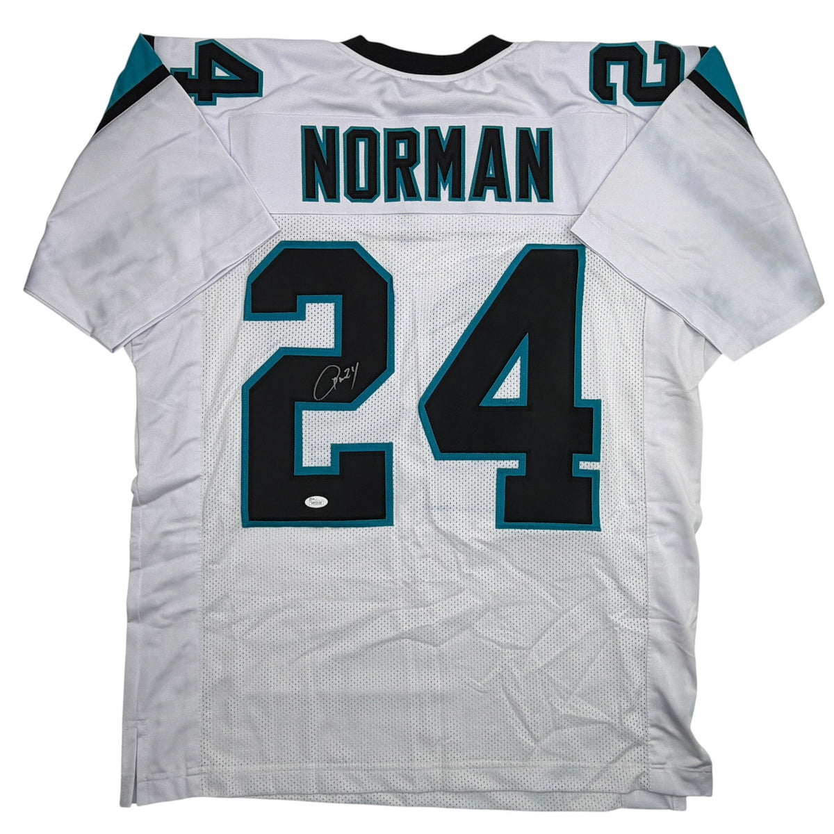 Autographed/Signed Josh Norman Carolina White Football Jersey JSA COA