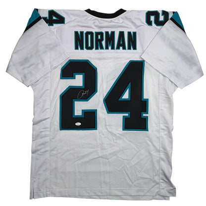 Autographed/Signed Josh Norman Carolina White Football Jersey JSA COA