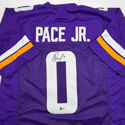 Autographed/Signed Ivan Pace Jr. Minnesota Purple Football Jersey Beckett BAS COA