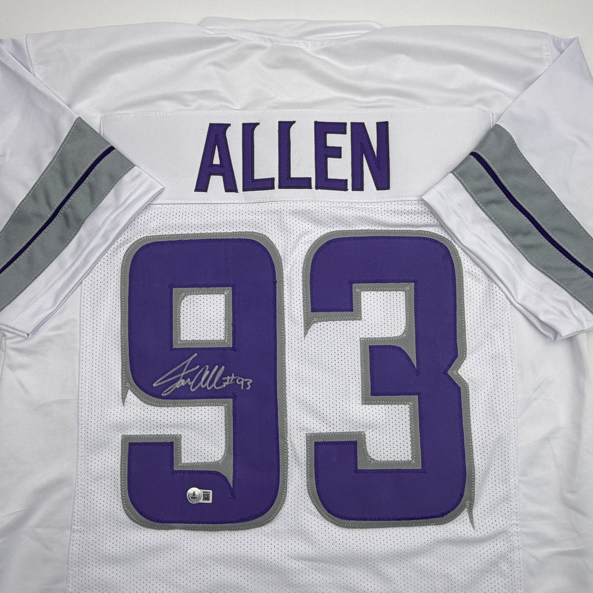 Autographed/Signed Jonathan Allen Minnesota White Out Alternate Football Jersey Beckett BAS COA