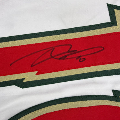 Autographed/Signed Marian Gaborik Minnesota White 25th Anniversary Hockey Jersey Beckett BAS COA