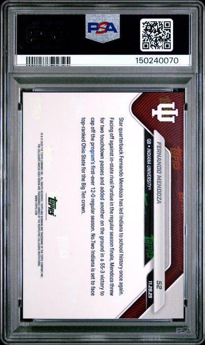 Graded 2025 Topps Bowman U Now Fernando Mendoza #52 Rookie RC Football Card PSA 8 Near Mint