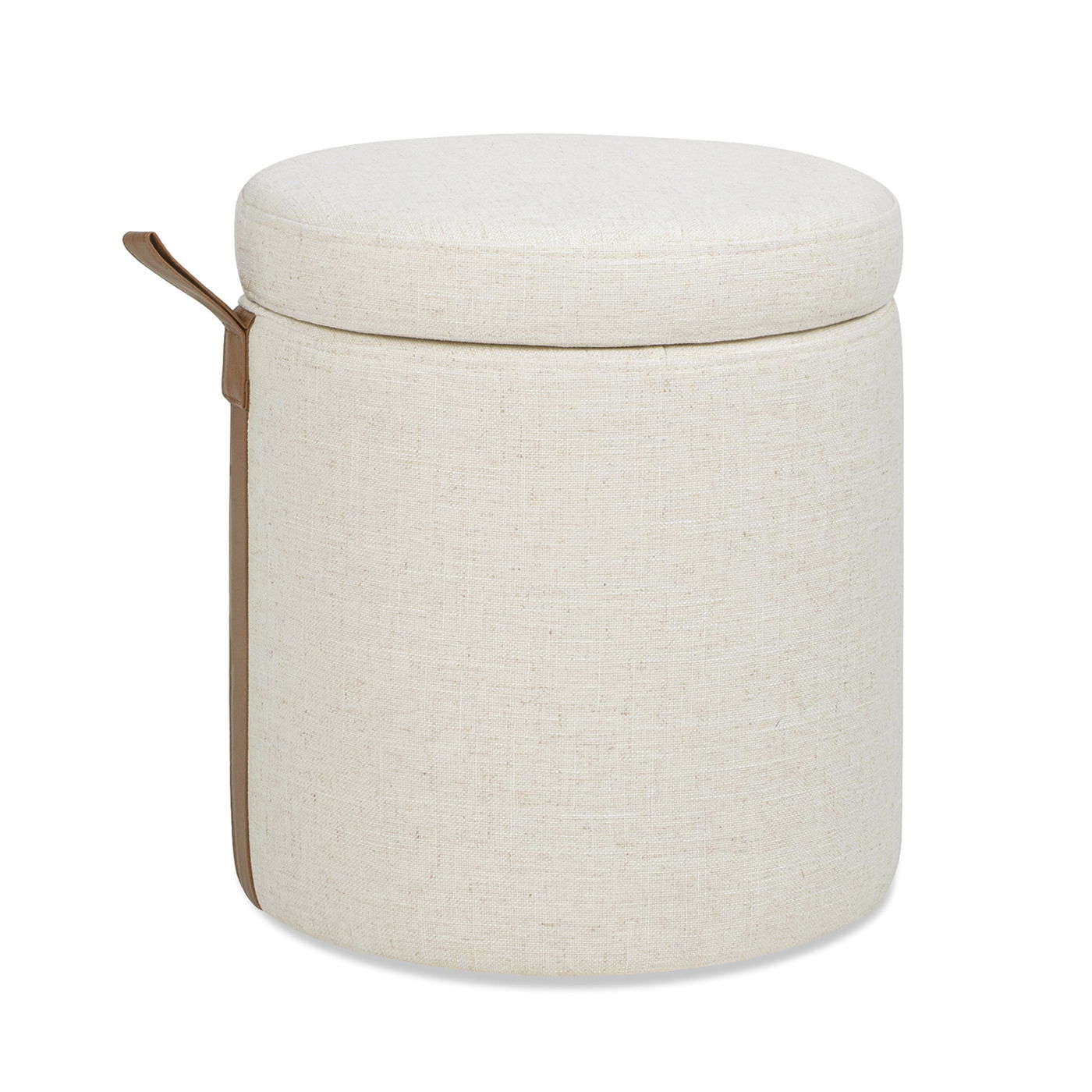 Brandy - Round Upholstered Storage Ottoman With Accent