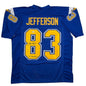 Autographed/Signed John Jefferson Los Angeles San Diego Royal Blue Football Jersey Beckett BAS COA