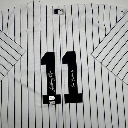Autographed/Signed Anthony Volpe New York Yankees Pinstripe Authentic Baseball Jersey Fanatics & MLB COA