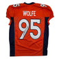 Autographed/Signed Derek Wolfe Denver Orange Pro Cut Football Jersey Beckett BAS COA