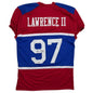 Autographed/Signed Dexter Lawrence II New York Retro Century Red Pro Cut Football Jersey Beckett BAS COA