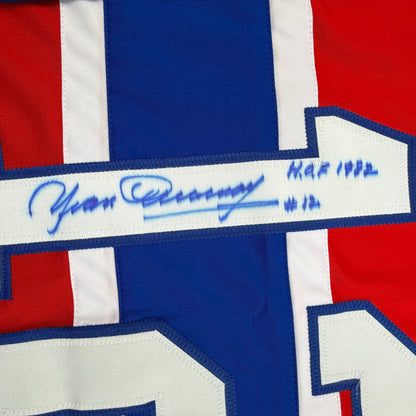 Autographed/Signed Yvan Cournoyer HOF 1982 Montreal Red Hockey Jersey JSA COA