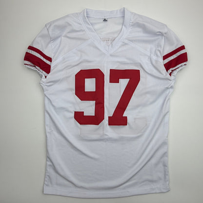 Autographed/Signed Dexter Lawrence II New York White Pro Cut Football Jersey Beckett BAS COA