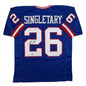Autographed/Signed Devin Singletary New York Blue Retro Football Jersey Beckett BAS COA