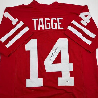 Autographed/Signed Jerry Tagge Nebraska Red College Football Jersey PSA/DNA COA