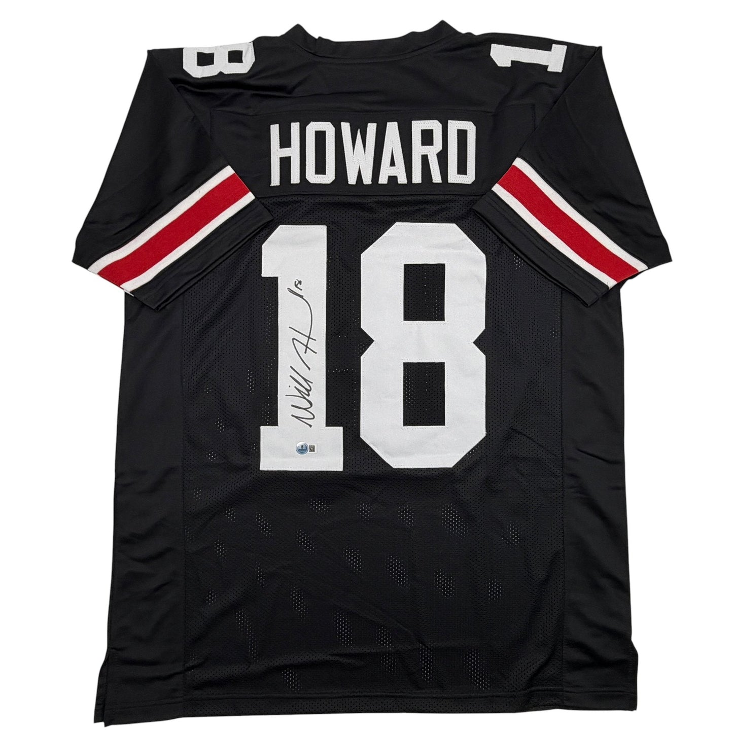 Autographed/Signed Will Howard Ohio State Black College Football Jersey Beckett BAS COA