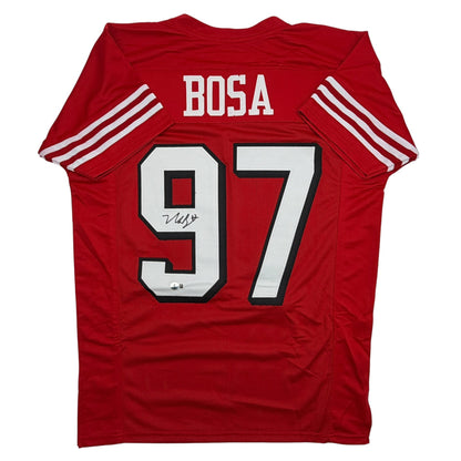 Autographed/Signed Nick Bosa San Francisco Red Alternate Football Jersey Beckett BAS COA