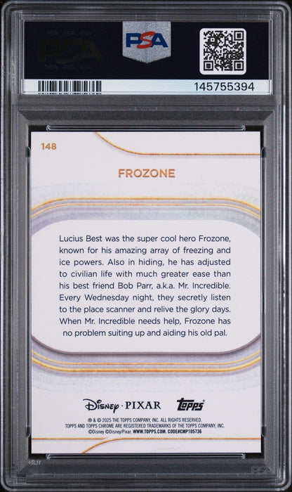 Graded 2025 Topps Chrome Disney Frozone #148 Mini Diamonds The Incredibles Trading Card PSA 10 Gem Mint
